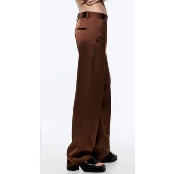 Zara Brown Wide Leg Pants - Picture 9 of 11